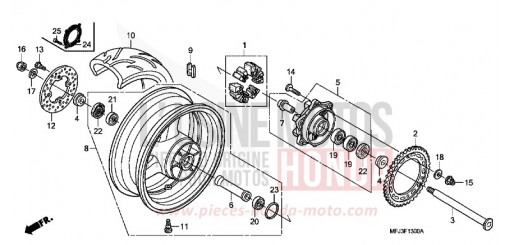 ROUE ARRIERE CBR600RR8 de 2008